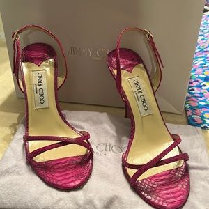 Jimmy Choo, pink water snake skin heels